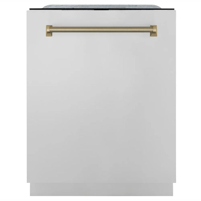 ZLINE Autograph Edition 24" Monument Series Dishwasher, Stainless Steel, Helix Handle DWMTZ-30424-KCB