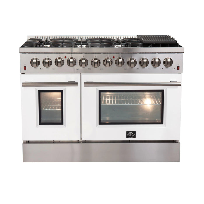 FORNO Galiano 48" Dual Fuel Range, White, FFSGS6156-48WHT