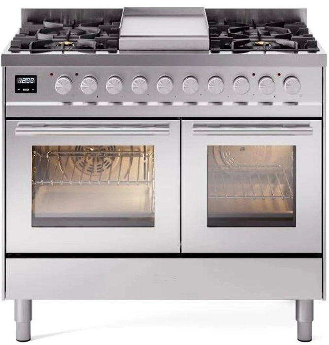 ILVE 40"Professional Plus Dual Fuel Range, Stainless Steel UPD40FWMPSS