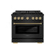 ZLINE Autograph Ed. 36" Paramount Dual Fuel Range, 6 Burner Gas Cooktop, Electric Convection Oven, Black SS, Helix Handle and Knob SDRBZ-36-KCB