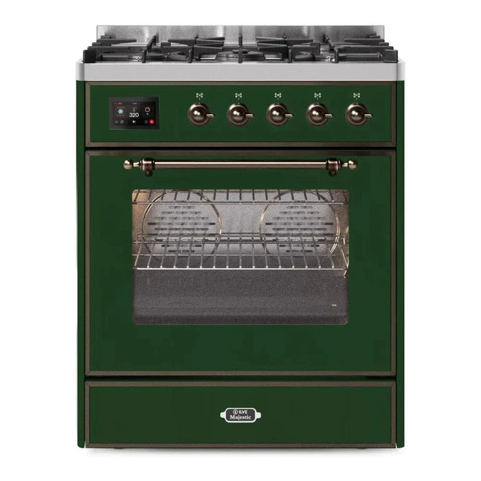ILVE Majestic II 30" Dual Fuel Range Emerald Green Bronze Trim UM30DNE3EGB