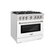 ZLINE 36" Select Dual Fuel Range Gas Cooktop Electric Convection Oven DuraSnow® Stainless Steel White Matte Door HDRS-WM-36
