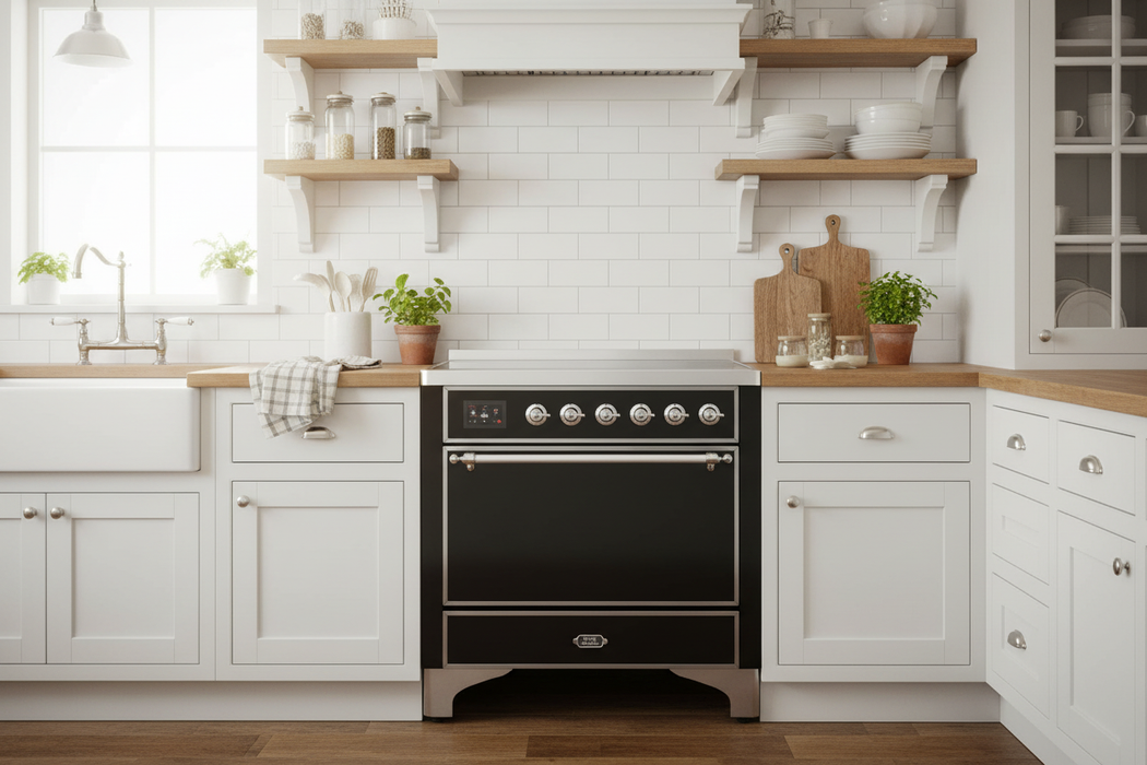 ILVE Majestic 36" Induction Range Glossy Black Chrome Trim UMI09QNS3BKC