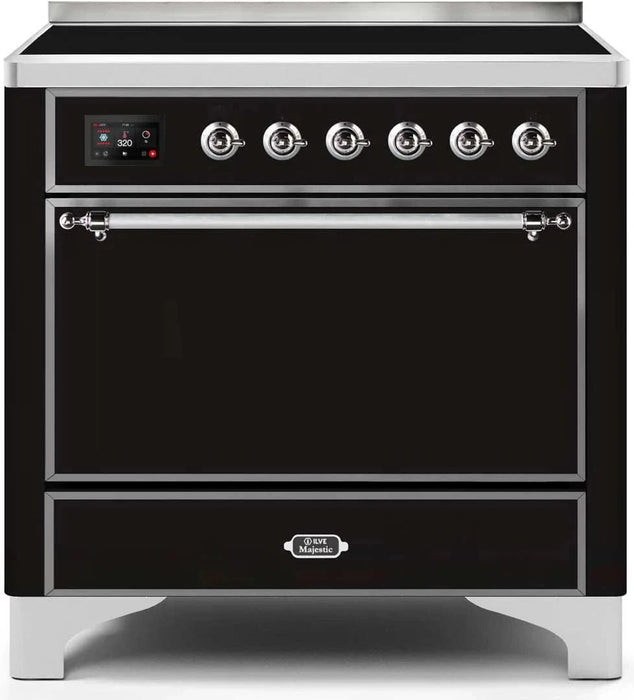 ILVE Majestic 36" Induction Range Glossy Black Chrome Trim UMI09QNS3BKC
