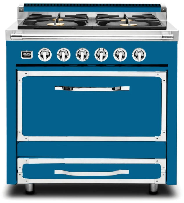 VIKING Tuscany Series 36" Dual Fuel Range, Alluvial Blue TVDR3614BAB