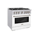 ZLINE 36" Select Gas Range Convection Gas Oven White Matte Stainless Steel HGR-WM-36