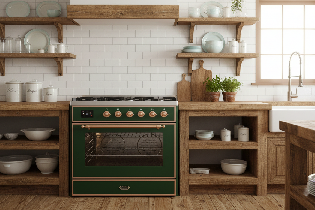 ILVE Majestic III 30" Dual Fuel Range Emerald Green Copper Trim UM30NR3EGP