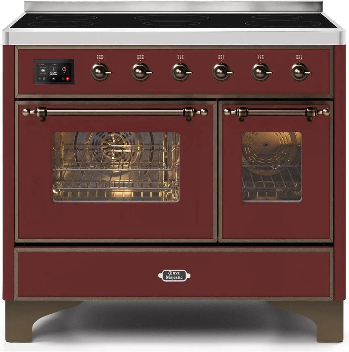 ILVE Majestic II 40" Induction Range Burgundy Bronze Trim UMDI10NS3BUB