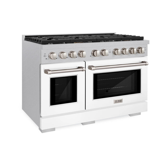 ZLINE 48"Paramount Dual Fuel Range DuraSnow® White Matte SDRS-WM-48