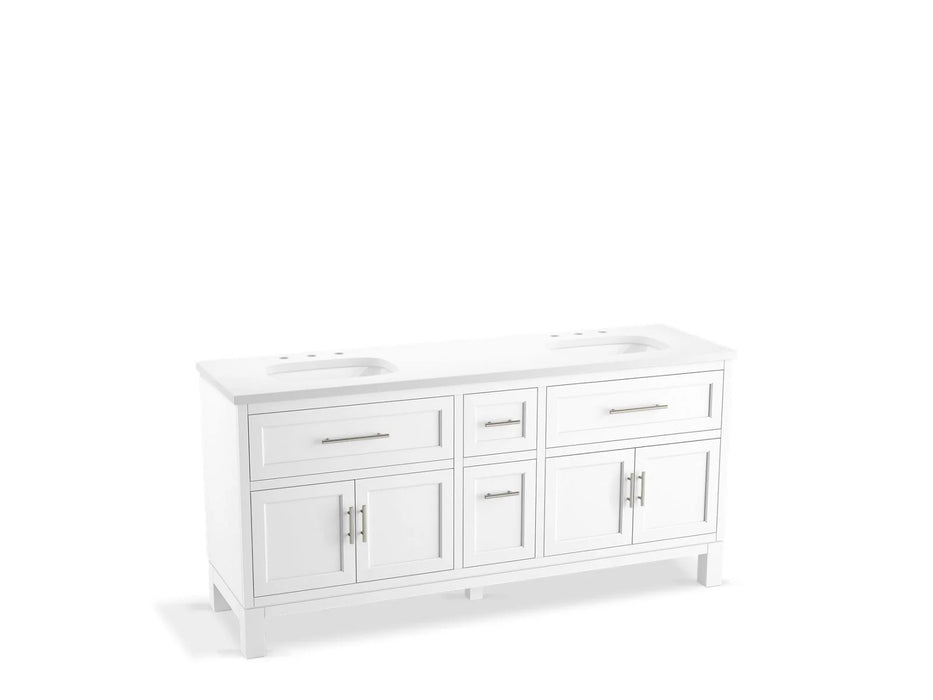 KOHLER Quo 72" bathroom vanity cabinet, sink, quartz top K-31247-ASB