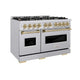 ZLINE 48" Classic Gas Range, Convection Gas Oven Stainless Steel, Champagne Bronze CGRZ-48-CB