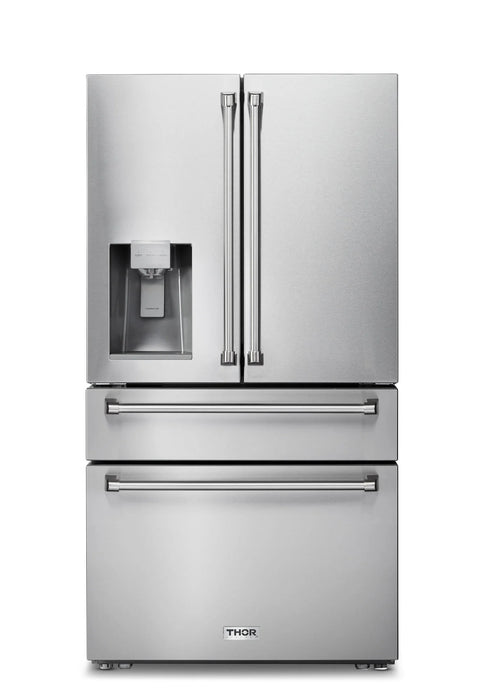 THOR Kitchen 36" Counter Depth Refrigerator, Water Dispenser, Ice Maker - Front View