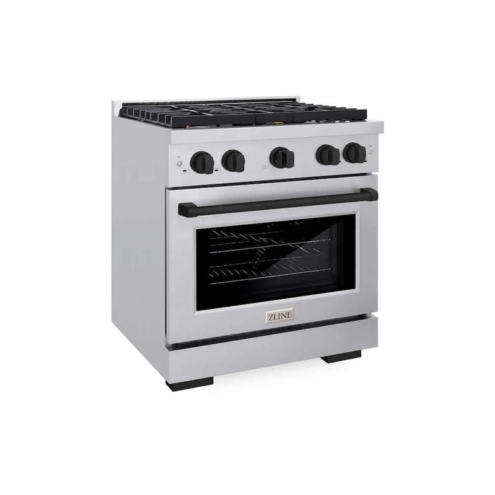 ZLINE 30"Gas Range, Convection Oven Stainless Steel, Matte Black, SGRZ-30-MB