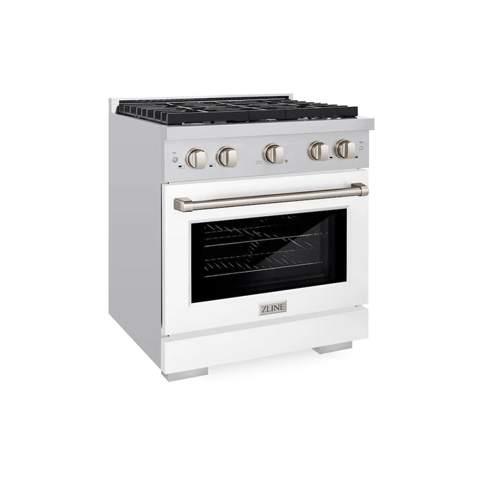 ZLINE 30"Paramount Dual Fuel Range Stainless Steel, White Matte, SDR-WM-30