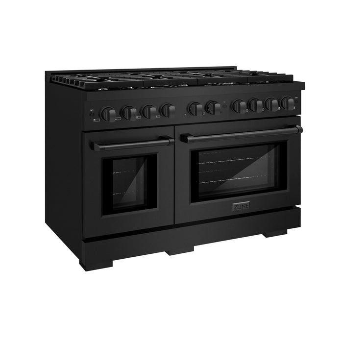 ZLINE 48"Paramount Dual Fuel Range Black Stainless Steel, SDRB-48