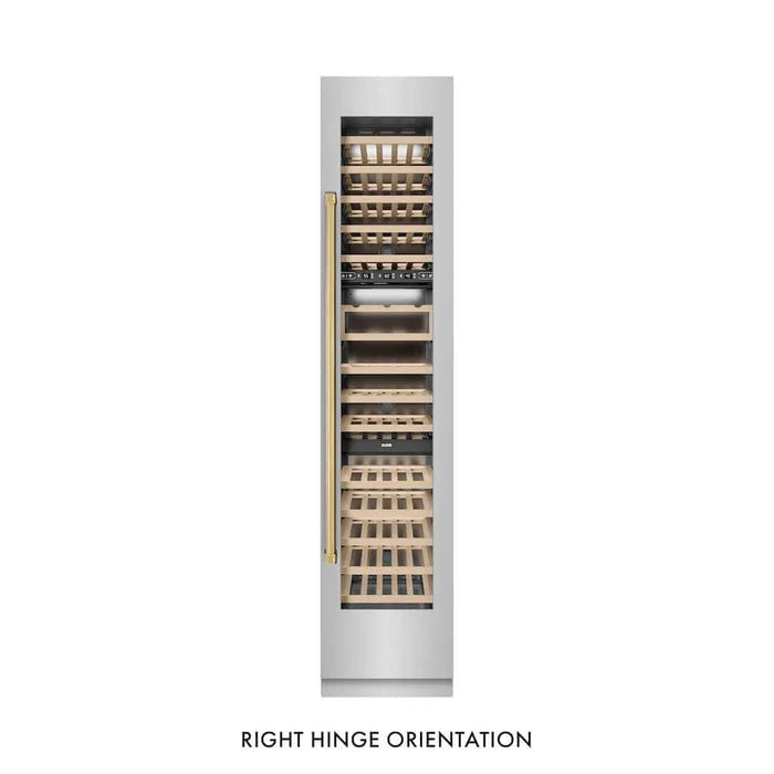 ZLINE 18"Triple Zone 68 Bottle Right Hinge Column Wine Cooler, Stainless Steel Polished Gold RCWVRZ-30418-G