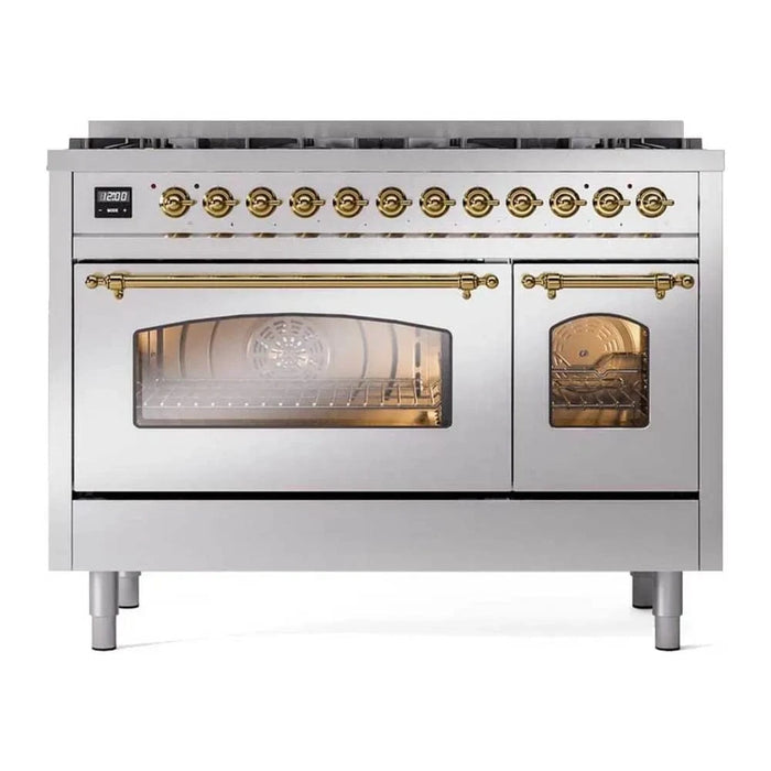 ILVE Nostalgie II Limited Edition 48" Liquid Propane Dual Fuel Range Stainless Steel UP488NMPSSGLP