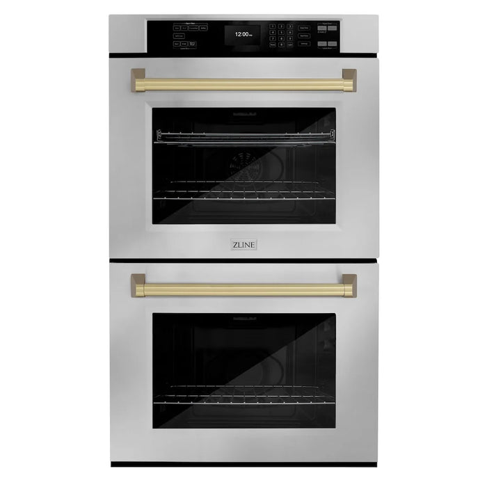 ZLINE 30"Professional True Convection Double Wall Oven, Air Fry, Self Clean, Stainless Steel, Champagne Bronze WADZ-30-CB