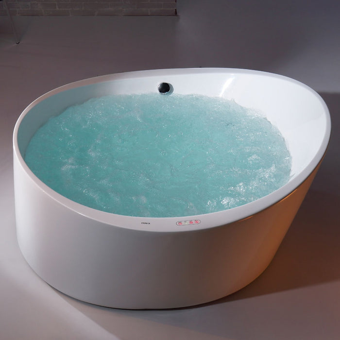 EAGO 66" Round Free Standing Acrylic Air Bubble Bathtub AM2130