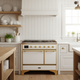 ILVE Majestic II 40 Inch Electric Freestanding Range, White, Brass Trim, UMDI10QNS3WHG