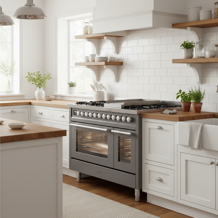 ILVE 48"Professional Plus Dual Fuel Range, Matte Graphite UP48FWMPMG