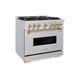 ZLINE 36" Classic Gas Range, Convection Gas Oven Stainless Steel, Gold CGRZ-36-G