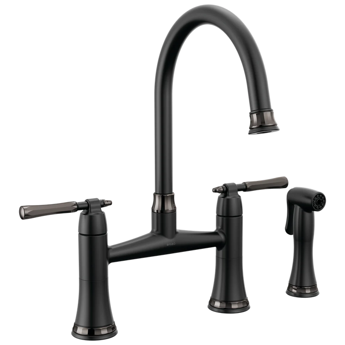 Brizo Tulham Bridge Kitchen Faucet, Side Sprayer 62558LF