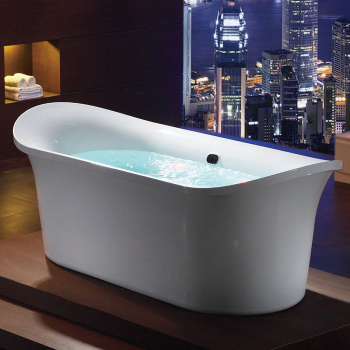 EAGO 74" White Free Standing Oval Air Bubble Bathtub AM1900