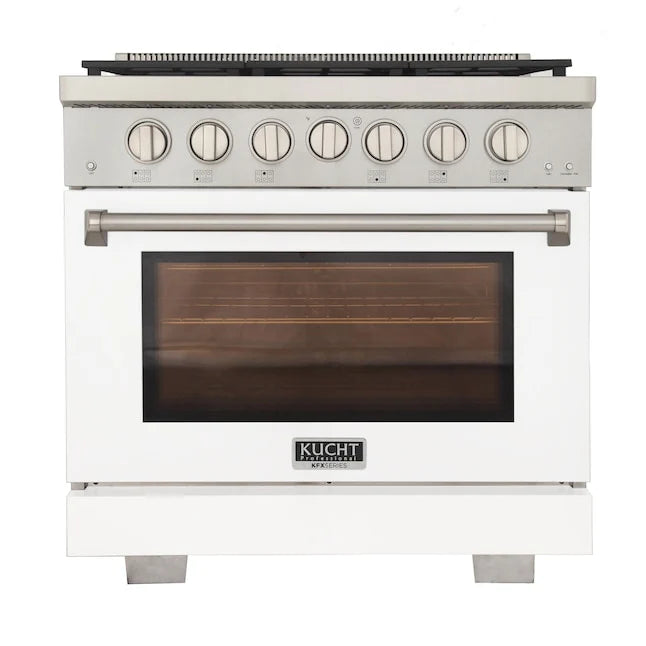 Kucht 36" Professional Gas Range, 6 Burners, Grill/Griddle, KFX360-W