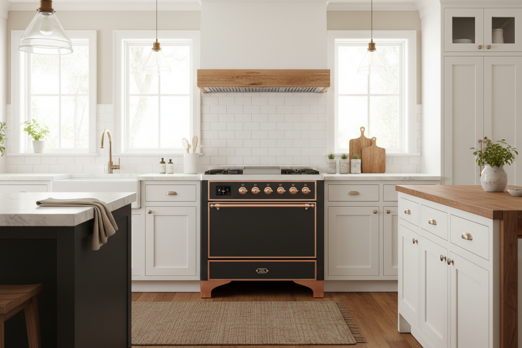 ILVE Majestic II 36" Dual Fuel Range Matte Graphite Copper Trim UM09FDQNS3MGP