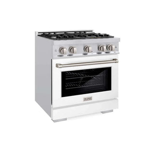 ZLINE 30" Select Dual Fuel Range Gas Cooktop Electric Convection Oven Stainless Steel White Matte Door HDR-WM-30