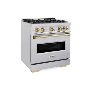 ZLINE 30" Classic Gas Range, Convection Gas Oven DuraSnow® Stainless Steel, Champagne Bronze CGRSZ-30-CB