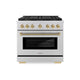 ZLINE Autograph Edition 36" Paramount Gas Range, Cooktop, Gas Convection Oven, Stainless Steel, Helix Handle SGRZ-36-KCB