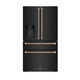 ZLINE Autograph Ed. 36" Std-Depth French Door Water Dispenser Fridge, Dual Ice Maker, FP-Resistant Black SS, Helix Handles RSMZ-W36-BS-KCB