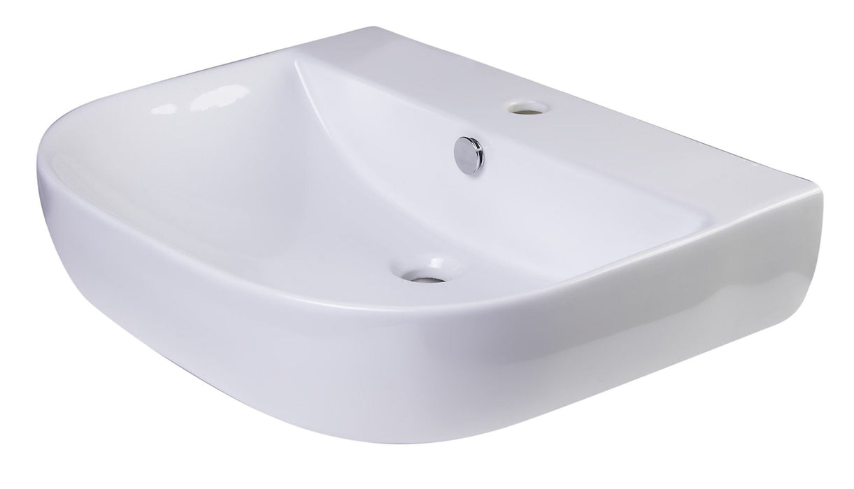 ALFI brand 24" White D-Bowl Porcelain Wall Mounted Bath Sink AB111