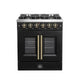 Forno Galiano 30" French Door Gas on Gas Range Black Ant. Brass Trim — FFSGS6444-30BLK