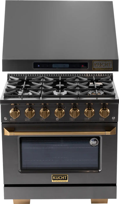 Kucht 2 Piece Kitchen Appliances Package with Liquid Propane Range in Stainless Steel KEG363/LP-KRH363A