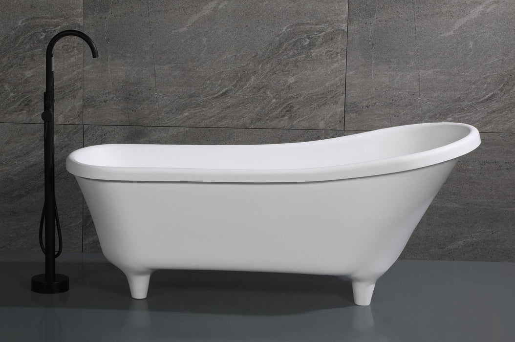 ALFI brand 67" White Matte Clawfoot Solid Surface Resin Bathtub AB9960