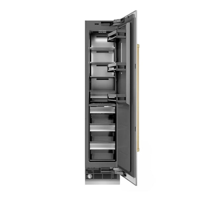 ZLINE 18" Right Hinge Column Freezer Stainless Steel, Graphite Gray Interior Champagne Bronze RCFVRZ-30418-CB