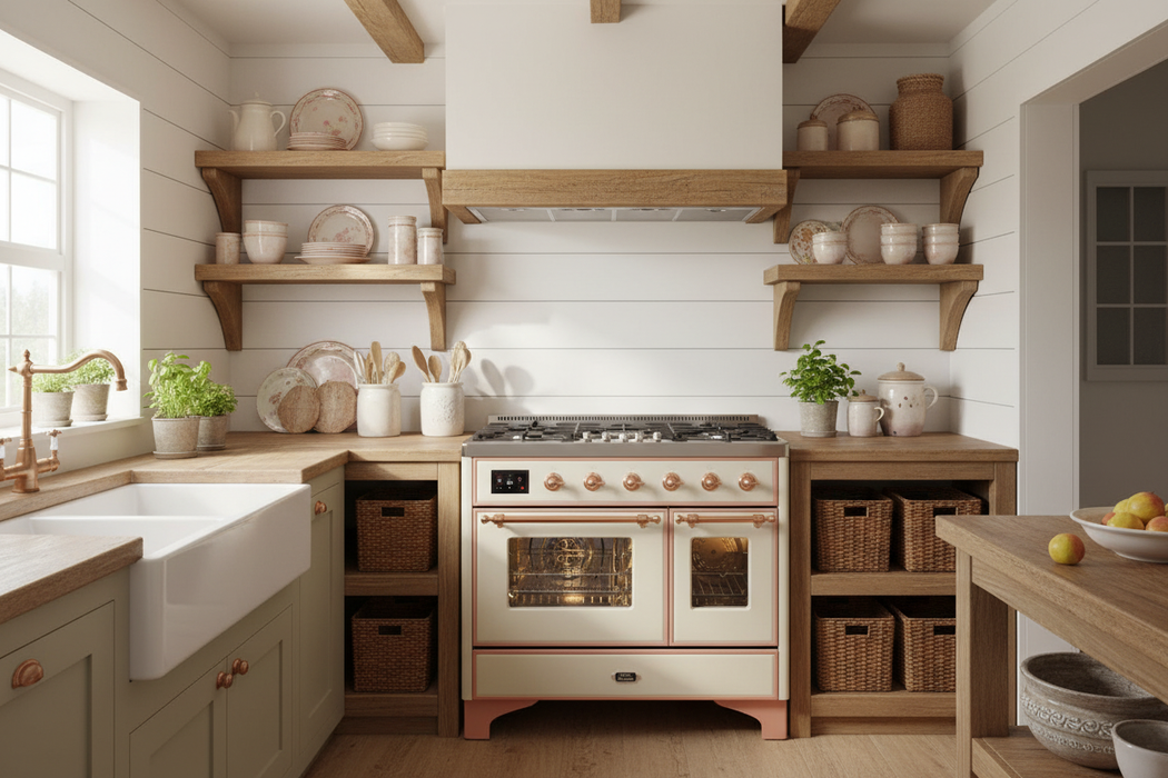 ILVE Majestic II 40" Induction Range Antique White Copper Trim UMDI10NS3AWP