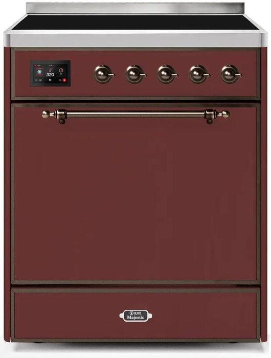 ILVE Majestic II 30" Induction Range Burgundy Bronze Trim UMI30QNE3BUB