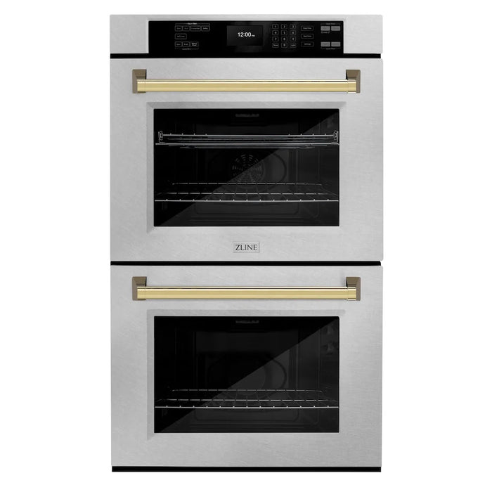 ZLINE 30"Professional True Convection Double Wall Oven, Air Fry, Self Clean, DuraSnow® Gold WADSZ-30-G