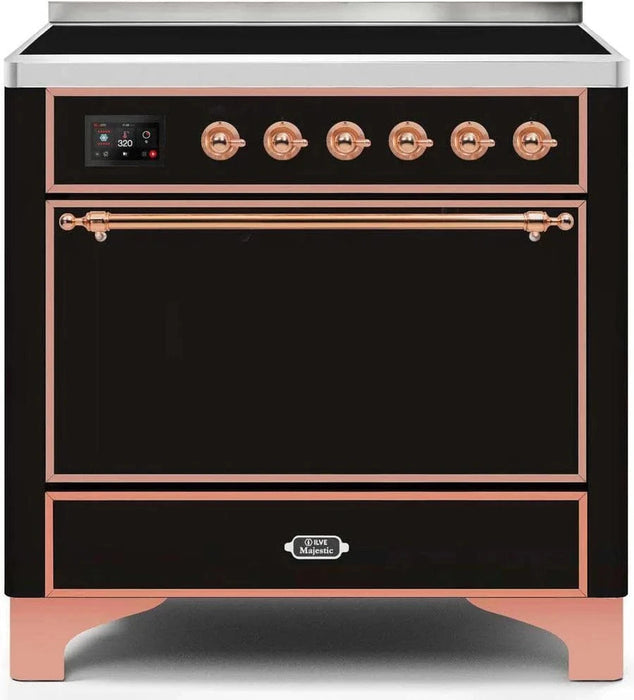 ILVE Majestic 36" Induction Range Glossy Black Copper Trim UMI09QNS3BKP