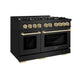 ZLINE 48" Select Gas Range Convection Gas Oven Black Stainless Steel Champagne Bronze HGRBZ-48-CB