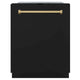 ZLINE 24" Autograph Tall Tub Dishwasher, Polished Gold, DWMTZ-BLM-24-G