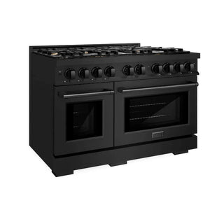 ZLINE 48" Select Dual Fuel Range Gas Cooktop Electric Convection Oven Black Stainless Steel Brass Burners HDRB-BR-48