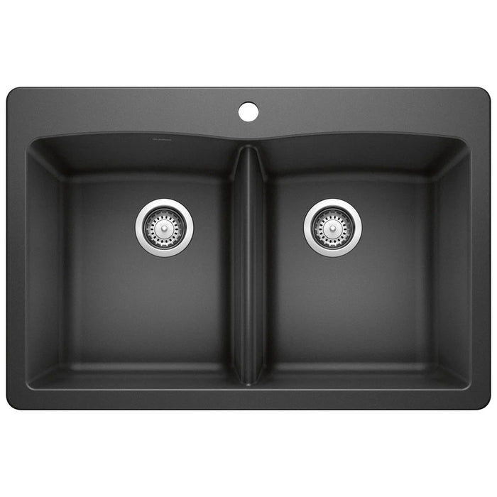 BLANCO Diamond SILGRANIT 33" 50/50 Double Bowl Dual Mount Kitchen Sink