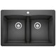 BLANCO Diamond SILGRANIT 33" 50/50 Double Bowl Dual Mount Kitchen Sink