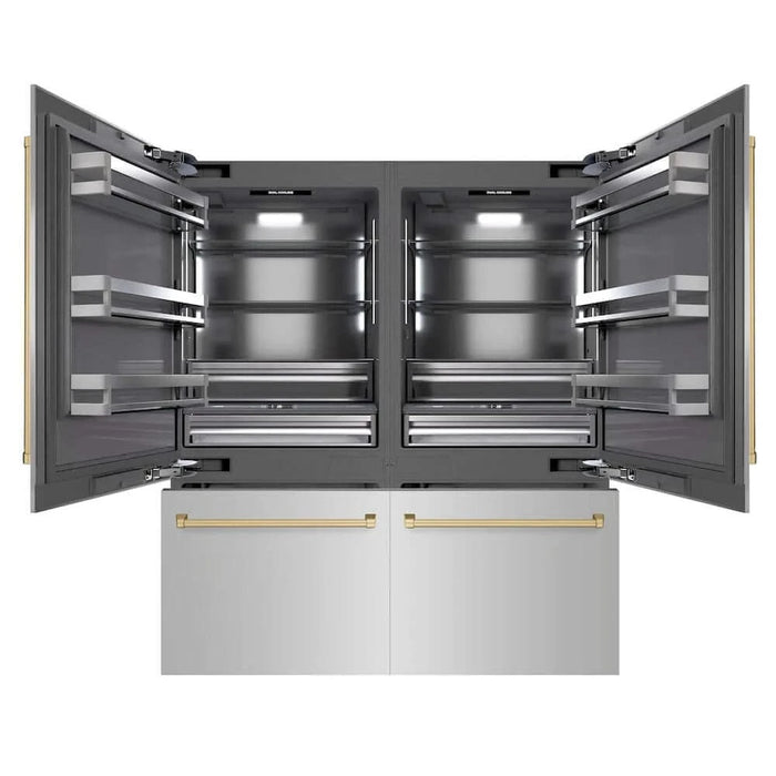 ZLINE 72" Built-In Bottom Freezer Refrigerator,Water Dispenser, Ice Maker,Graphite Gray Champagne Bronze GRBITZ-304-72CB