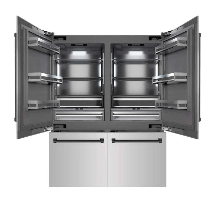 ZLINE 60" Built-In Bottom Freezer Refrigerator with Water Dispenser, Ice Maker, Stainless Steel, Graphite Gray Interior, Matte Black GRBIVZ-304-60MB